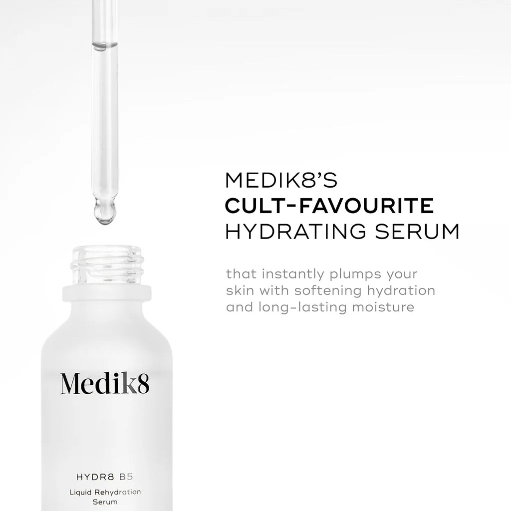 Medik8 Sale. Medik8 Hydr8 B5 is liquid hydration that visibly plumps, softens and hydrates revealing younger looking skin