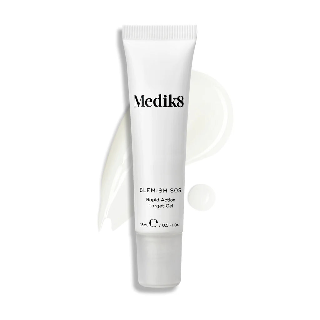 Medik8 Sale. Medik8 Blemish SOS visibly reduces acne, pimples, blackheads and breakouts in just 24 hours. Contains Salicylic Acid, Azelaic Acid and Niacinamide. 