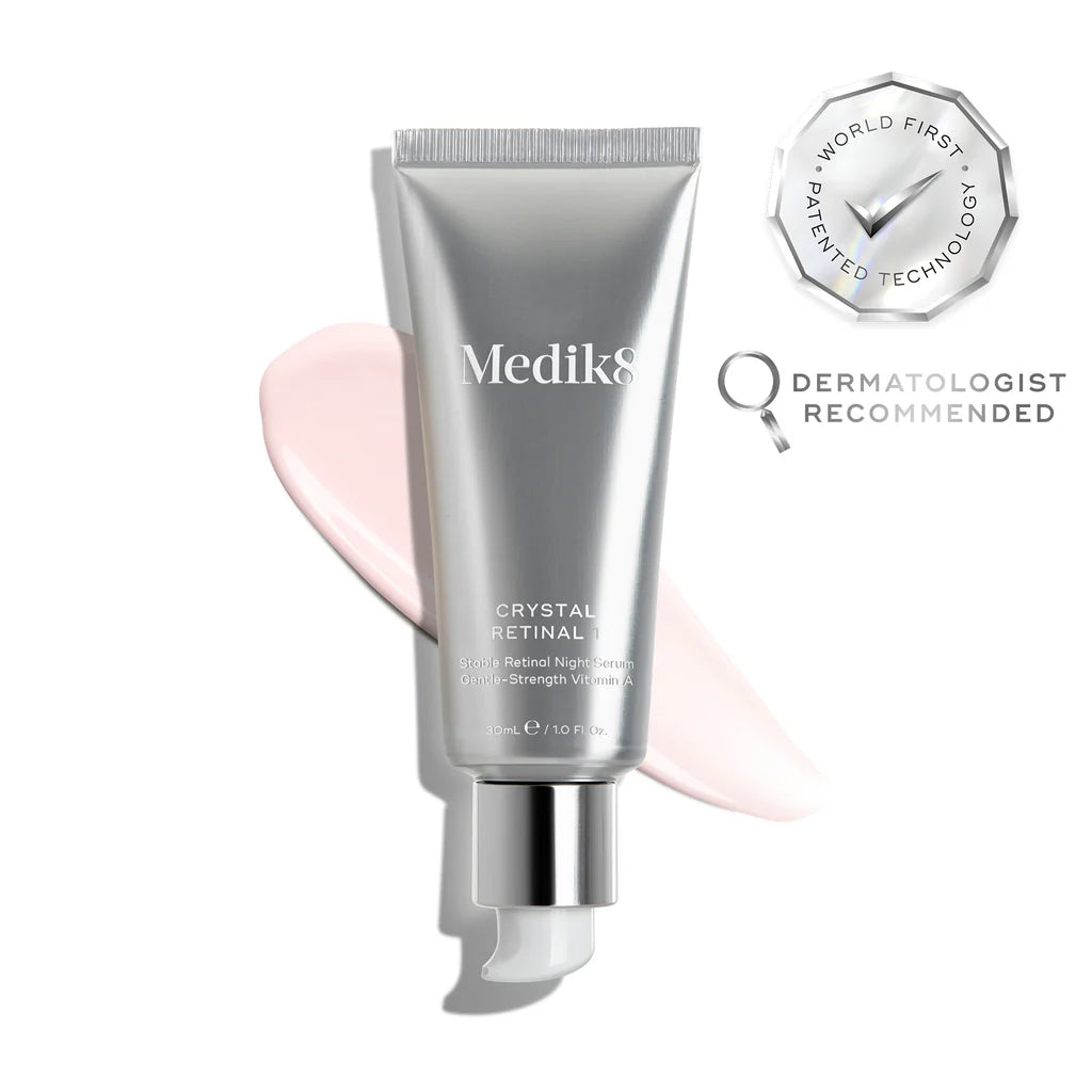 Medik8 Sale. Medik8 Crystal Retinal 1. Contains Retinaldehyde, Hyaluronic Acid, Vitamin E and Glycerin. Perfect for anti aging