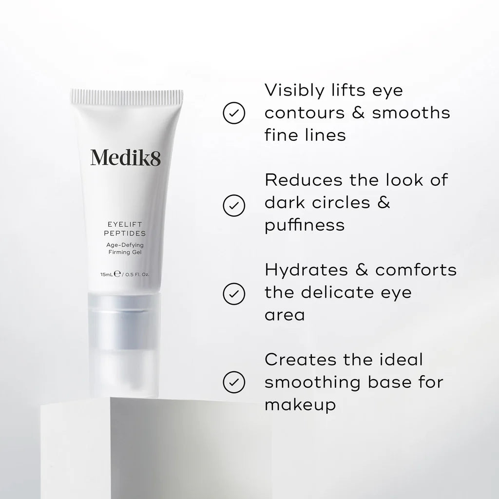 Medik8 Sale. Medik8 Eyelift Peptides. This multi-action anti-ageing eye serum helps to lift and shape the look of eye contours for an immediate well-rested look