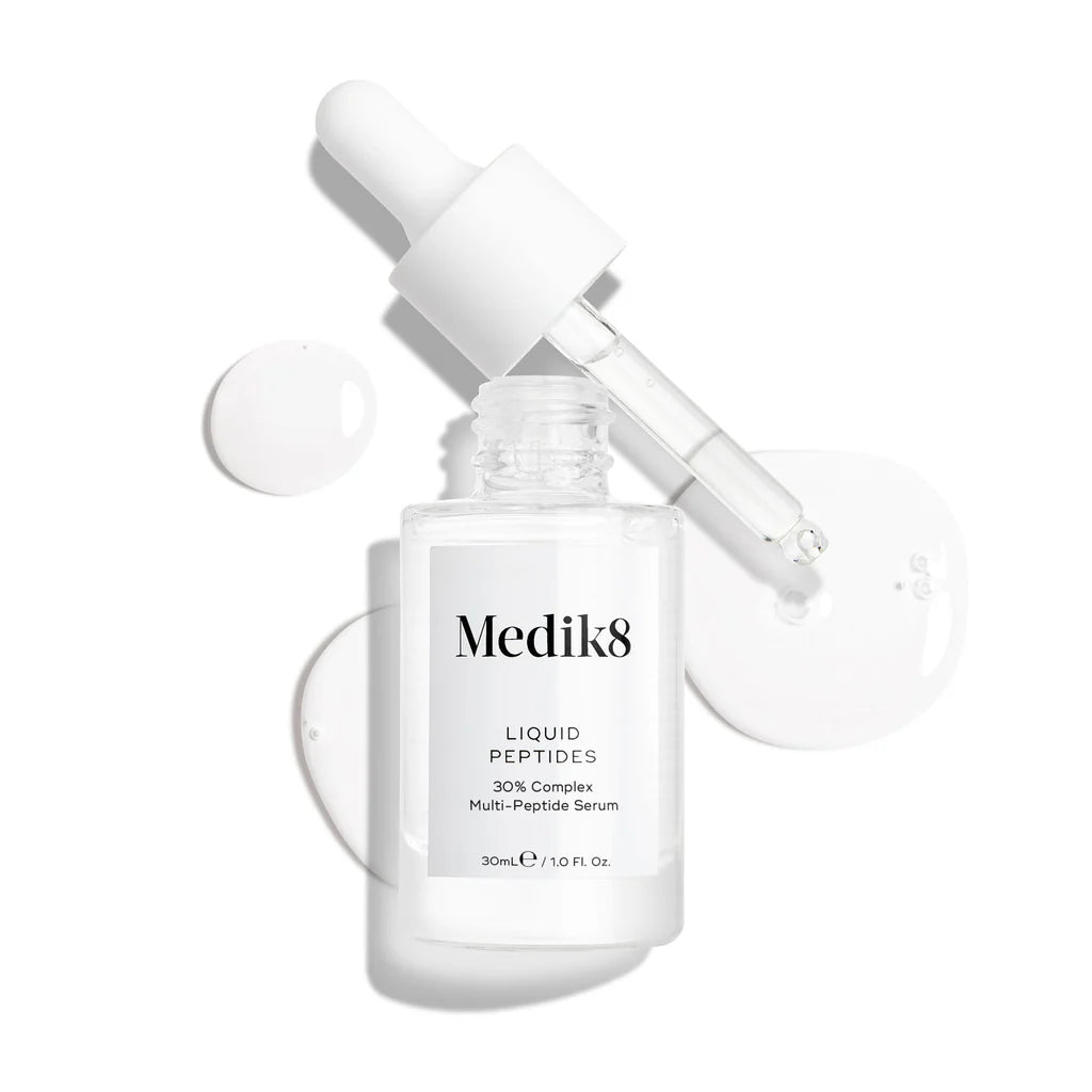 Medik8 Sale. Medik8 Liquid Peptides. Fine lines, expression lines, and deep-set wrinkles are visibly smoothed as the lightweight serum visibly plumps, firms and refines uneven skin texture.