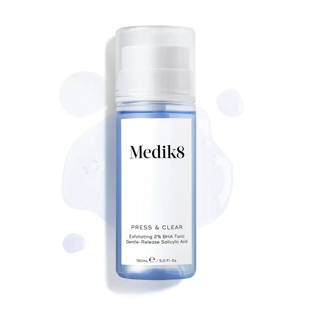 Medik8 Sale. Medik8 Press & Clear visibly reduces acne, pimples, blackheads and breakouts in just 7 days. Contains Salicylic Acid. 