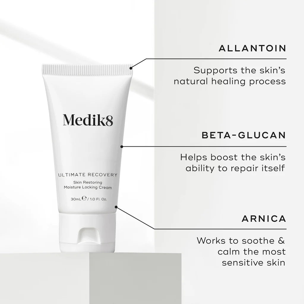 Medik8 Sale. Medik8 Ultimate Recovery is deeply hydrating and comforting, it creates a protective barrier to shield skin from everyday irritants while keeping moisture locked in tight.