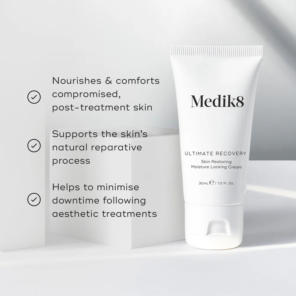 Medik8 Sale. Medik8 Ultimate Recovery is deeply hydrating and comforting, it creates a protective barrier to shield skin from everyday irritants while keeping moisture locked in tight.